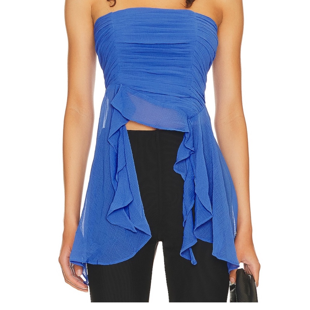 Naeva Ruffle Top in Mazarine 💙 Free People